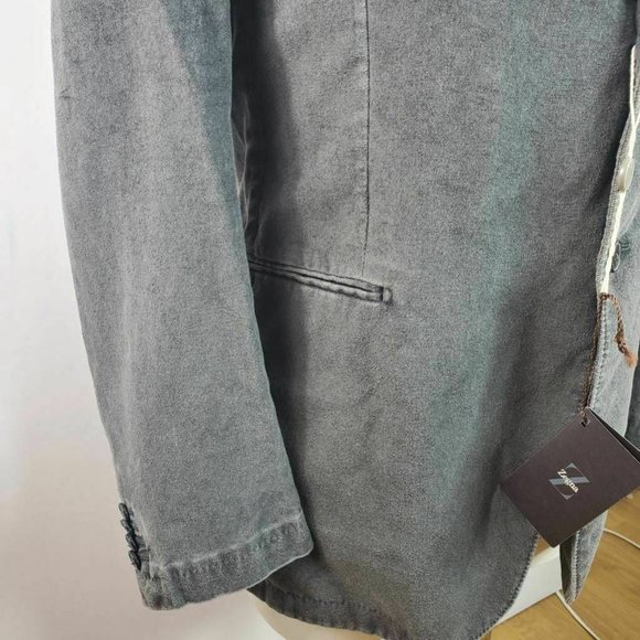 Z Zegna Mens Two Button Blazer Gray Jetted Pockets Notch Lapel 44R EU 54R New - Picture 6 of 11